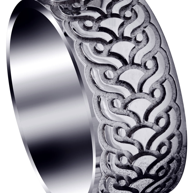 Ultra Fancy Unique Mens Wedding Band | High Polish Finish (Jose)