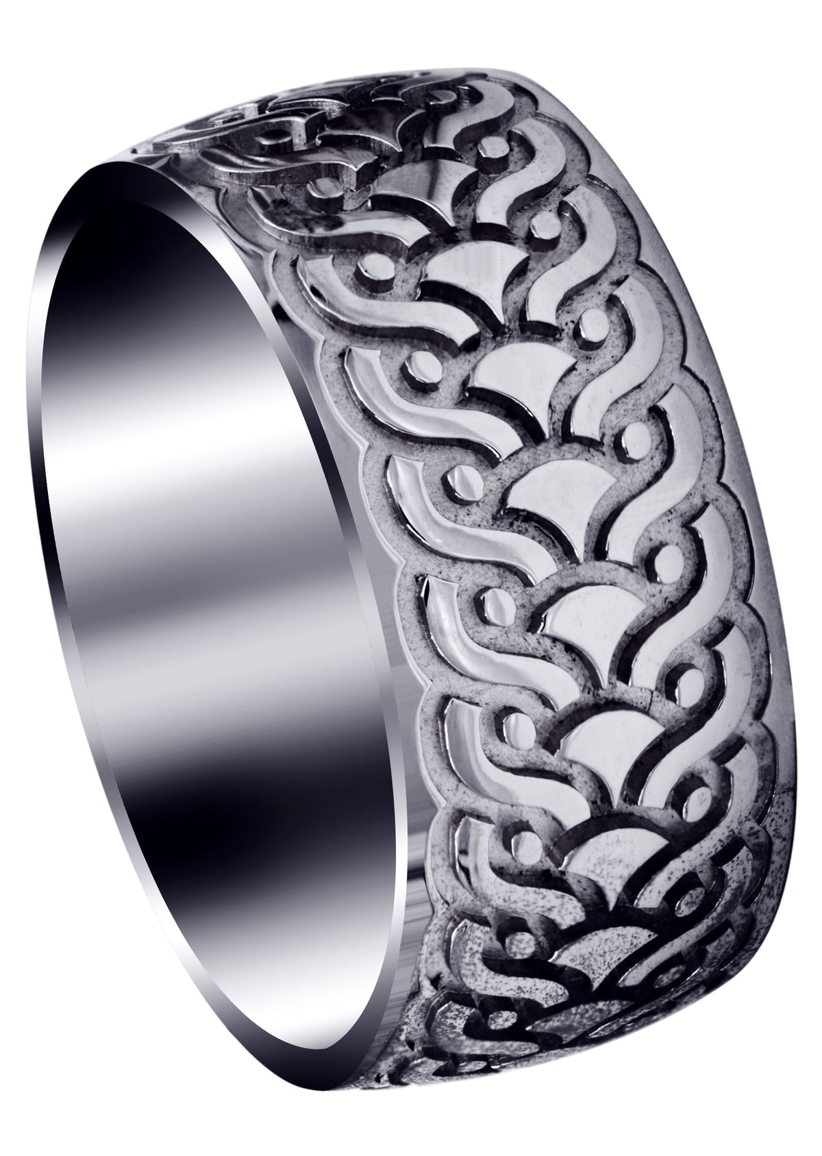 Ultra Fancy Unique Mens Wedding Band | High Polish Finish (Jose)