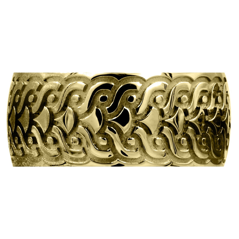 Yellow Gold Ultra Fancy Unique Mens Wedding Band | High Polish Finish (Jose)