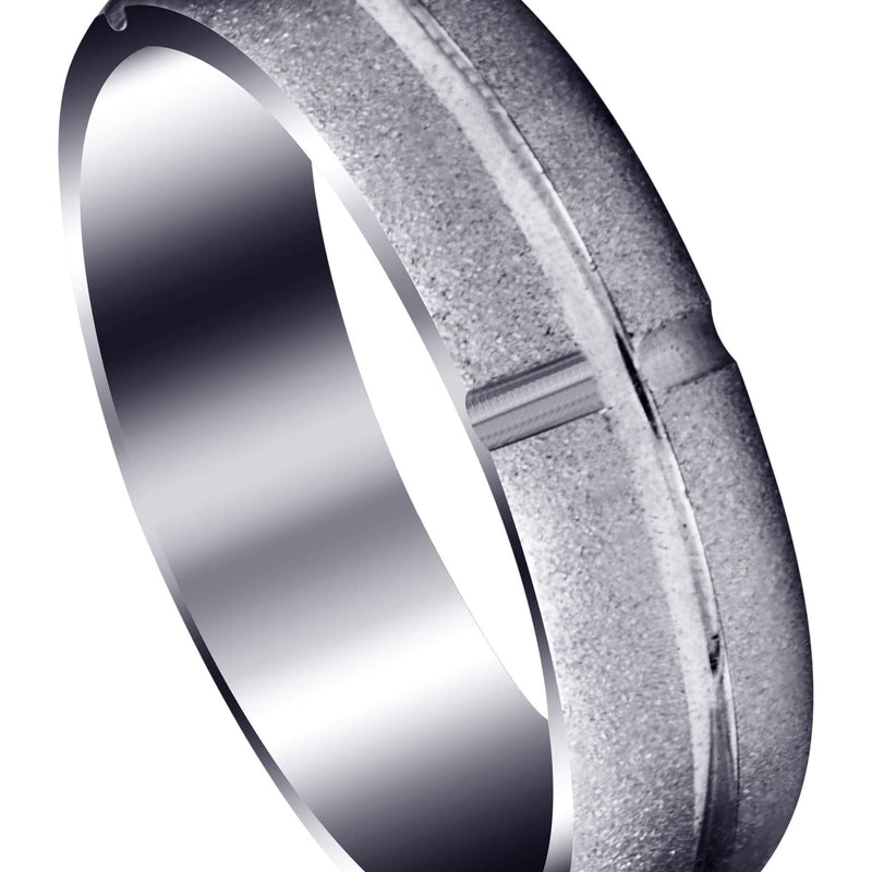 Carved Simple Mens Engagement Ring | Stone Finish (Brandon)
