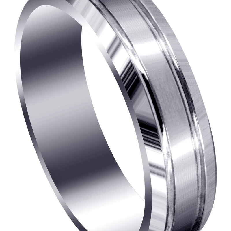 Carved Simple Mens Wedding Band | Satin Finish (Jaxson)