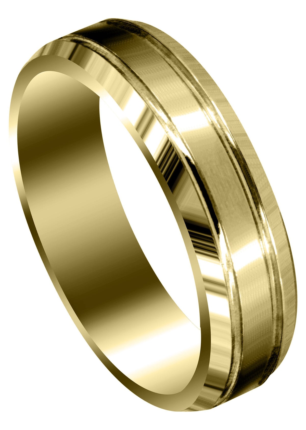 Yellow Gold Carved Simple Mens Wedding Band | Satin Finish (Jaxson)