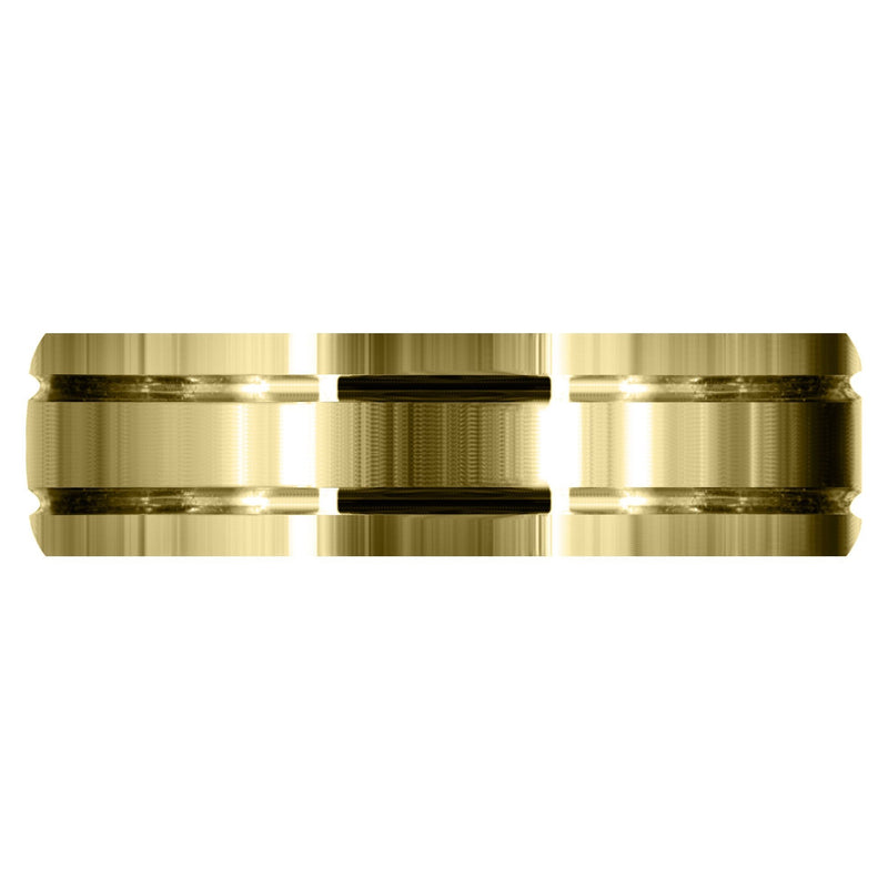 Yellow Gold Carved Simple Mens Wedding Band | Satin Finish (Jaxson)