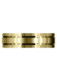 Yellow Gold Carved Simple Mens Wedding Band | Satin Finish (Jaxson)