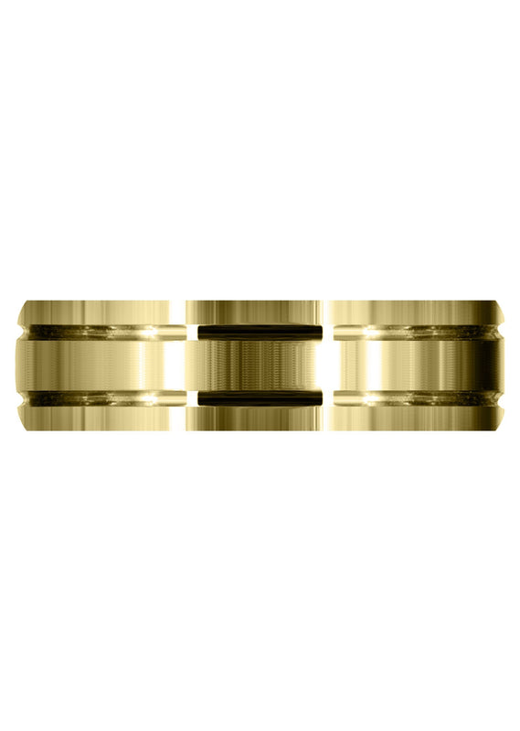 Yellow Gold Carved Simple Mens Wedding Band | Satin Finish (Jaxson)