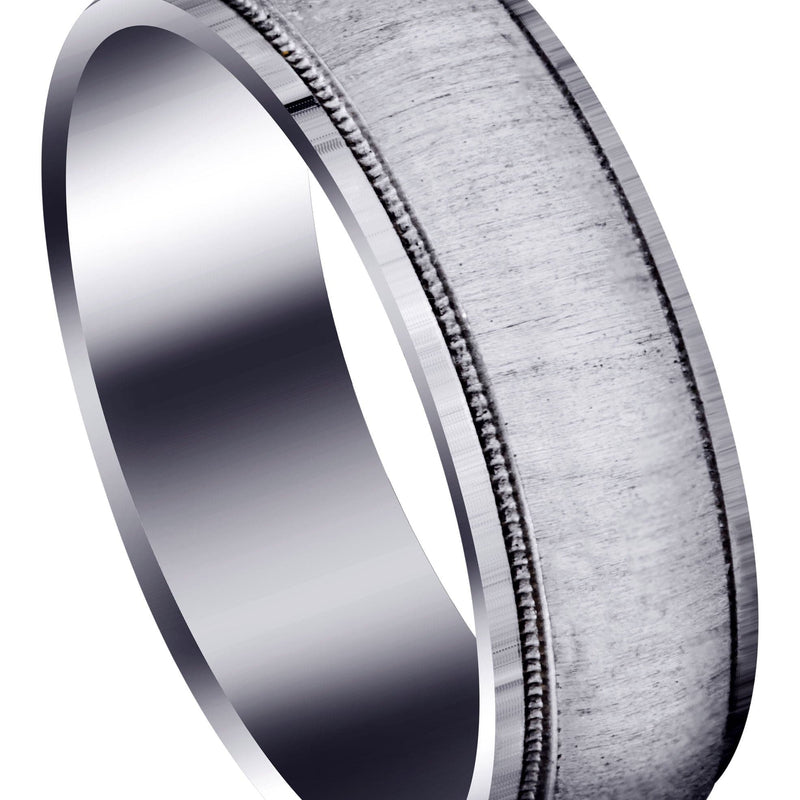 Carved Simple Mens Wedding Band | Cross Satin Finish (Jason)