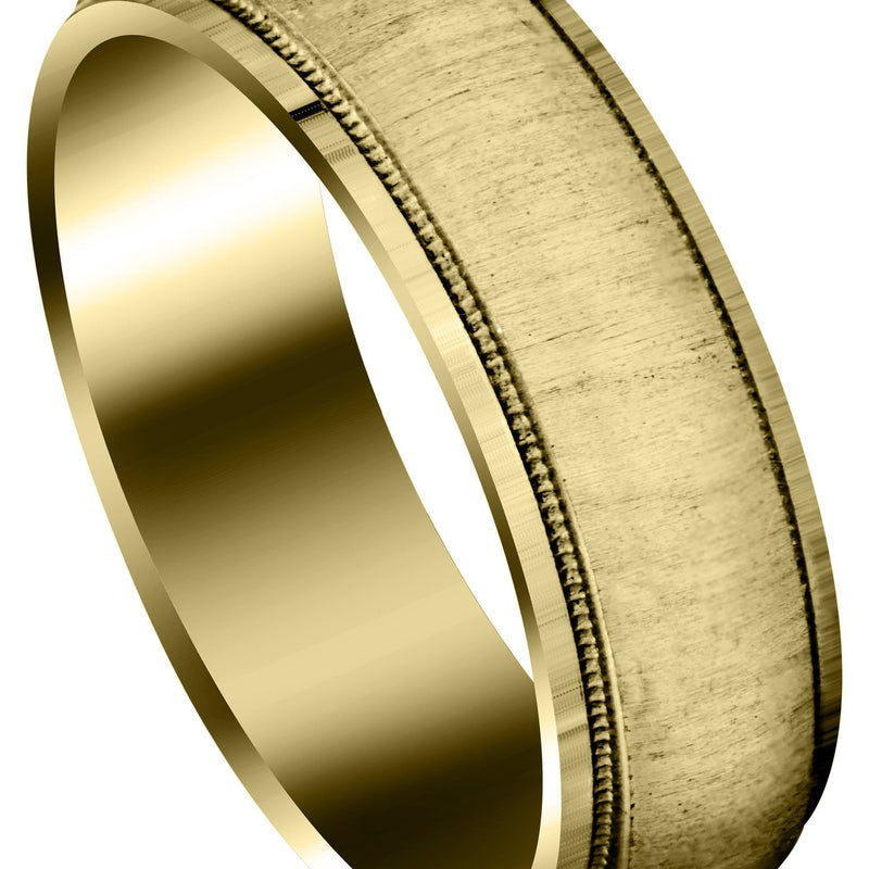 Yellow Gold Carved Simple Mens Wedding Band | Cross Satin Finish (Jason)