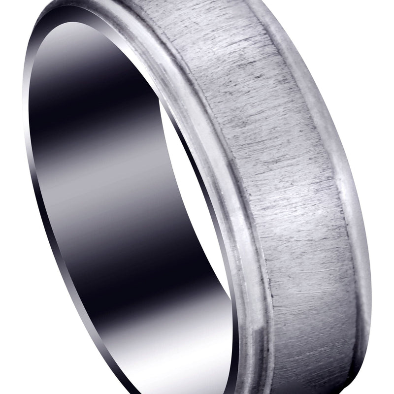 Carved Simple Mens Wedding Band | Cross Satin Finish (Xavier)