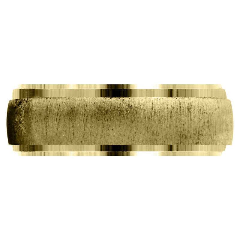 Yellow Gold Carved Simple Mens Wedding Band | Cross Satin Finish (Xavier)