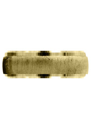 Yellow Gold Carved Simple Mens Wedding Band | Cross Satin Finish (Xavier)