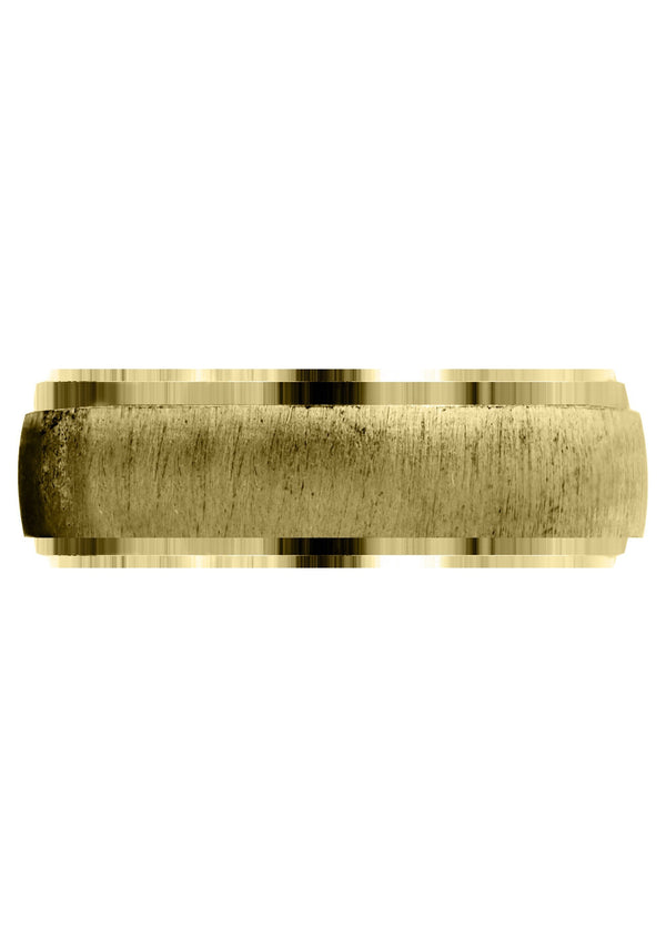 Yellow Gold Carved Simple Mens Wedding Band | Cross Satin Finish (Xavier)