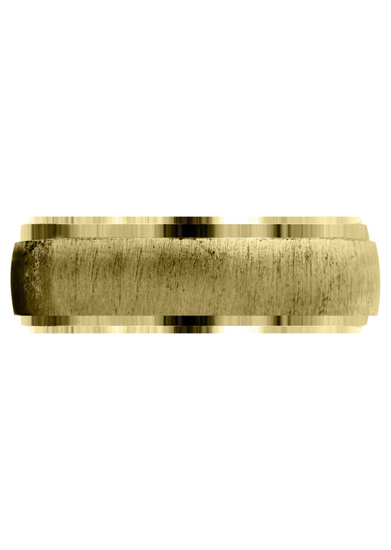 Yellow Gold Carved Simple Mens Wedding Band | Cross Satin Finish (Xavier)
