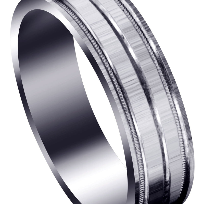 Carved Simple Mens Wedding Band | High Polish Finish (Ezra)