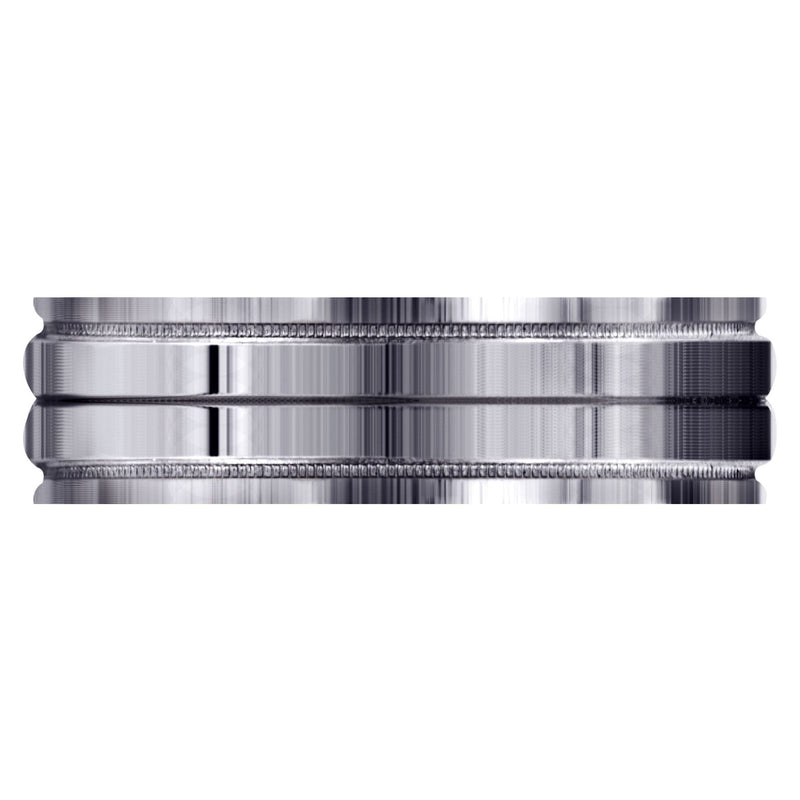 Carved Simple Mens Wedding Band | High Polish Finish (Ezra)