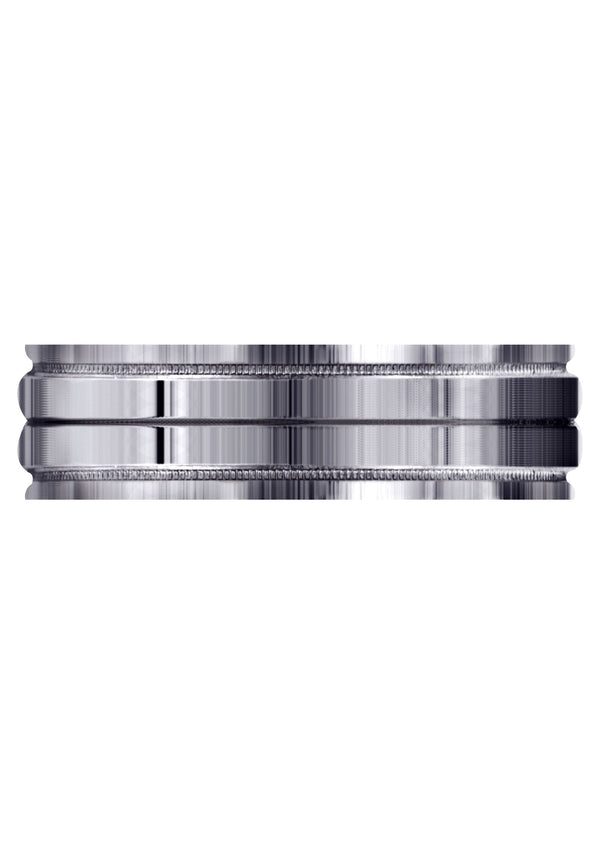 Carved Simple Mens Wedding Band | High Polish Finish (Ezra)