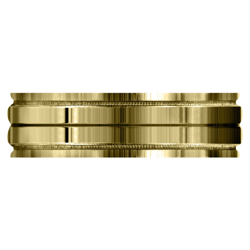 Yellow Gold Carved Simple Mens Wedding Band | High Polish Finish (Ezra)