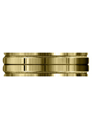 Yellow Gold Carved Simple Mens Wedding Band | High Polish Finish (Ezra)