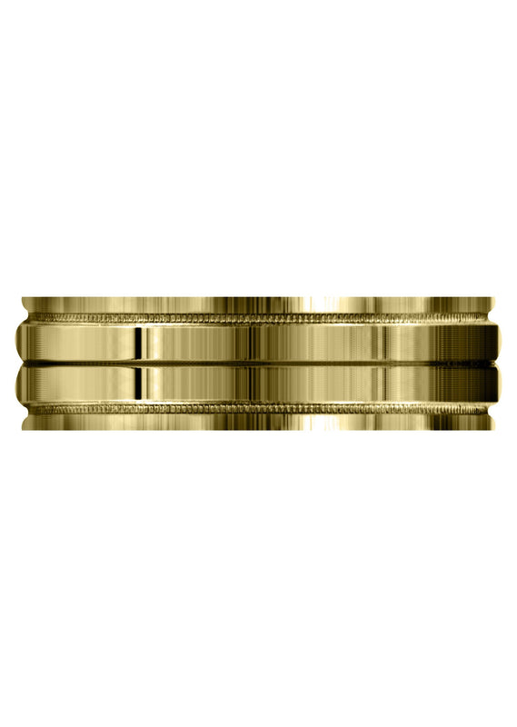 Yellow Gold Carved Simple Mens Wedding Band | High Polish Finish (Ezra)