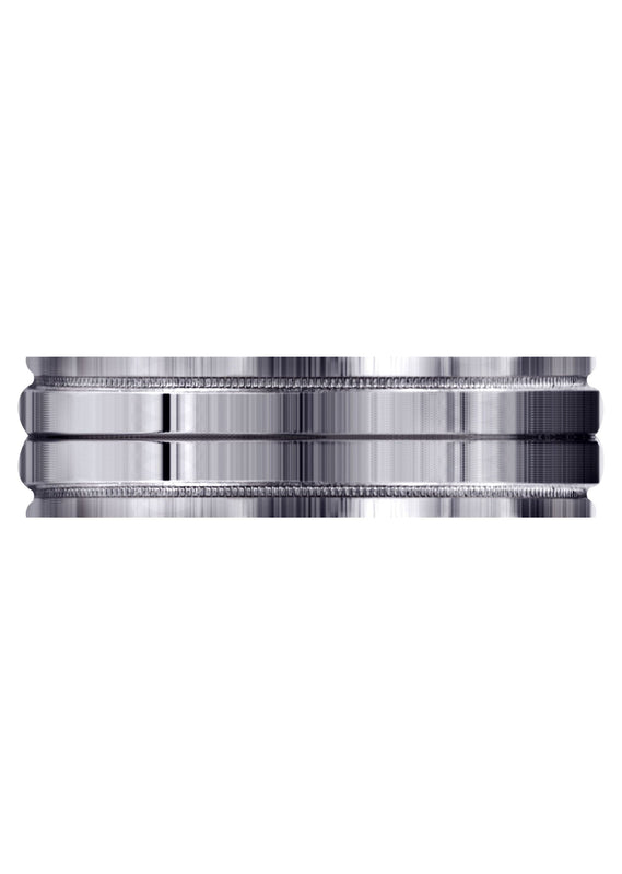 Carved Simple Mens Wedding Band | High Polish Finish (Ezra)