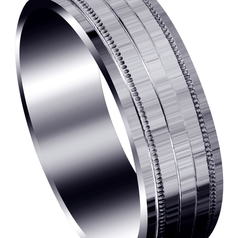 Carved Simple Mens Wedding Band | High Polish Finish (Bentley)
