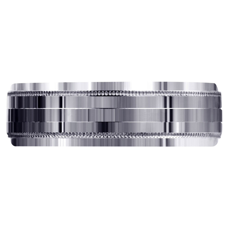 Carved Simple Mens Wedding Band | High Polish Finish (Bentley)
