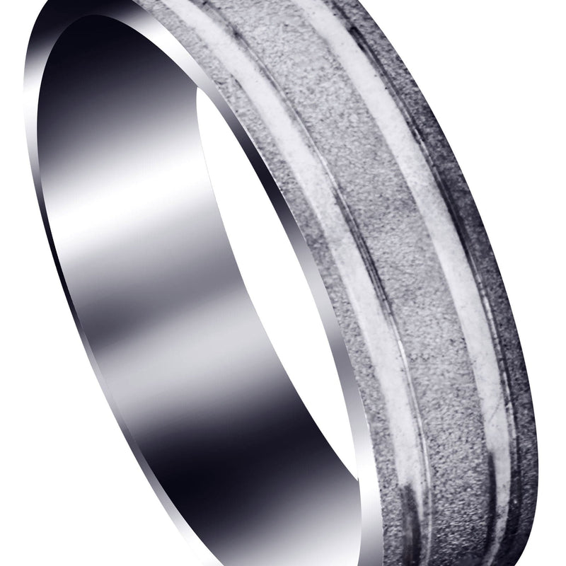 Carved Simple Mens Wedding Band | Stone Finish (Sawyer)