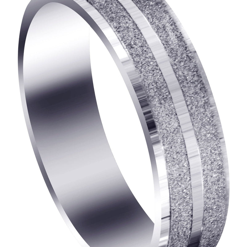 Carved Simple Mens Wedding Band | Stone Finish (Kayden)