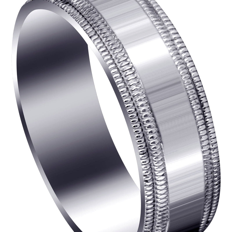 Carved Simple Mens Wedding Band | High Polish Finish (Blake)