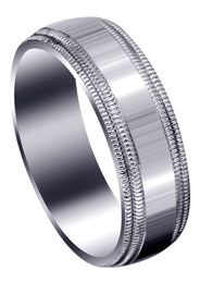 Carved Simple Mens Wedding Band | High Polish Finish (Blake)