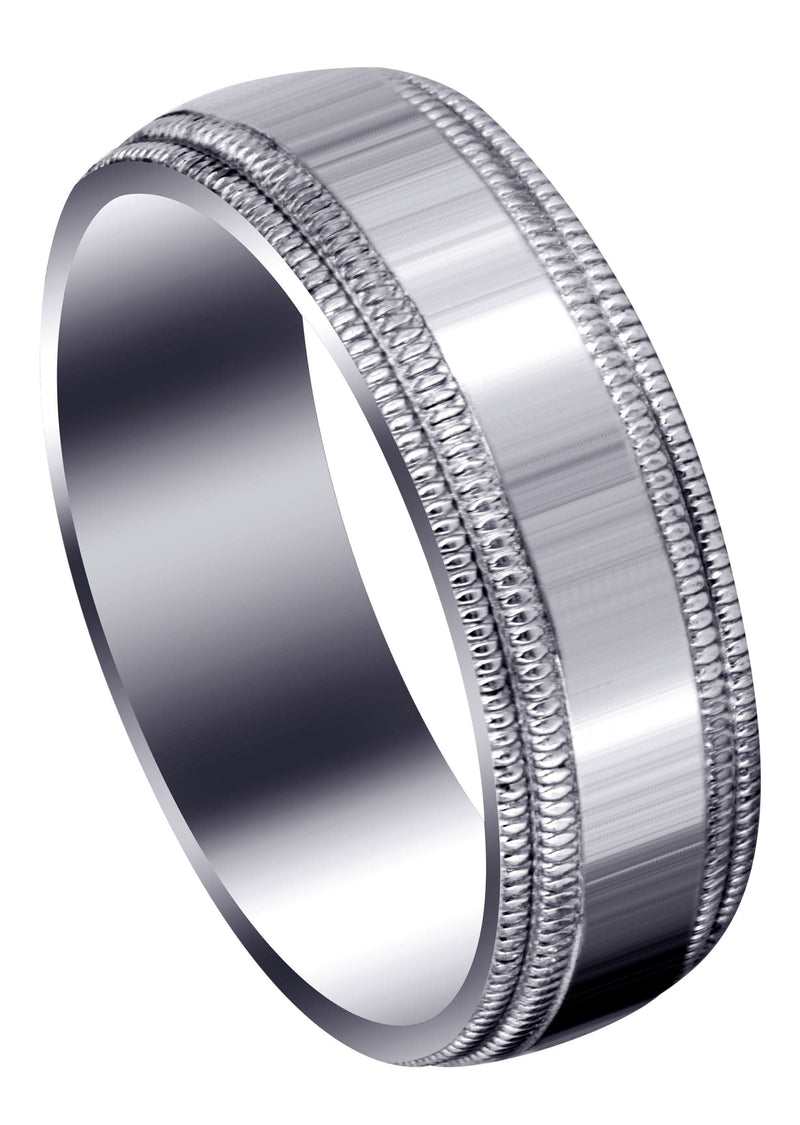 Carved Simple Mens Wedding Band | High Polish Finish (Blake)