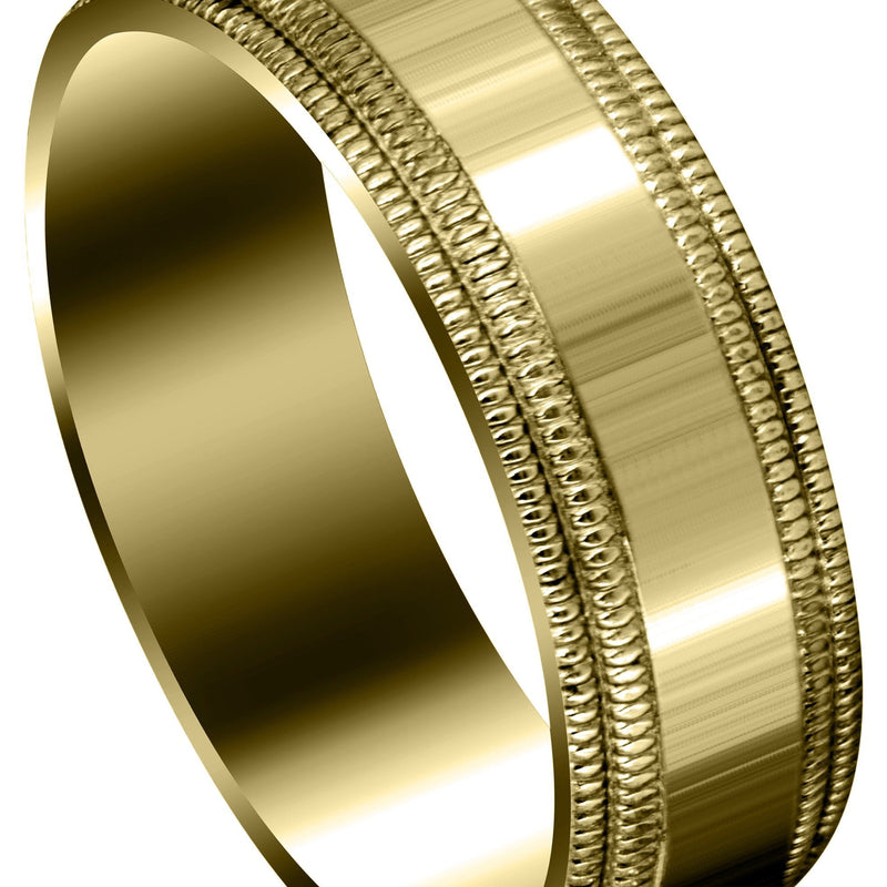 Yellow Gold Carved Simple Mens Wedding Band | High Polish Finish (Blake)
