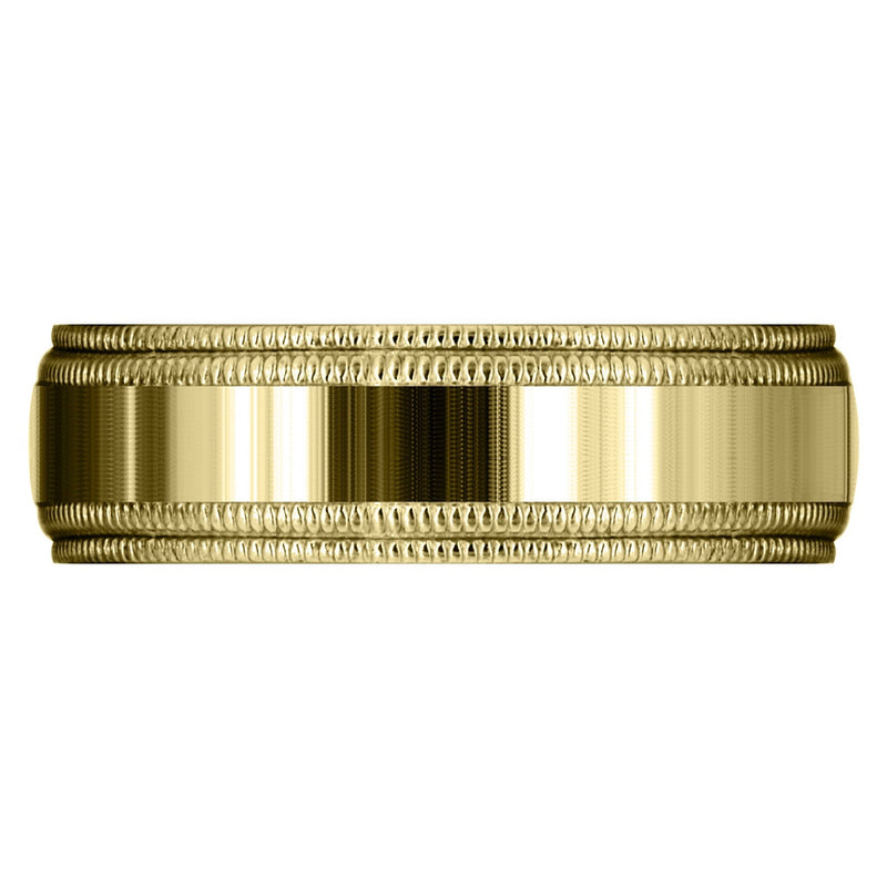 Yellow Gold Carved Simple Mens Wedding Band | High Polish Finish (Blake)