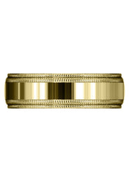 Yellow Gold Carved Simple Mens Wedding Band | High Polish Finish (Blake)