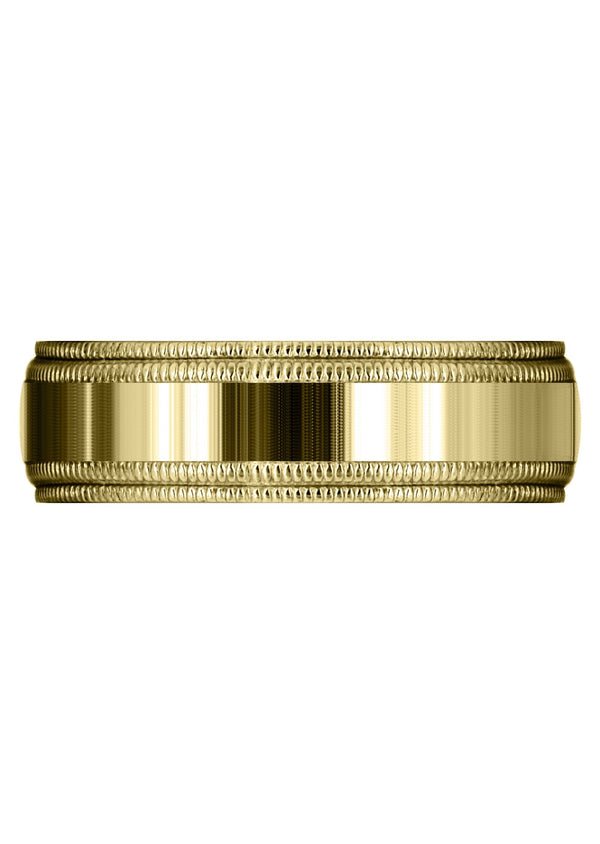 Yellow Gold Carved Simple Mens Wedding Band | High Polish Finish (Blake)