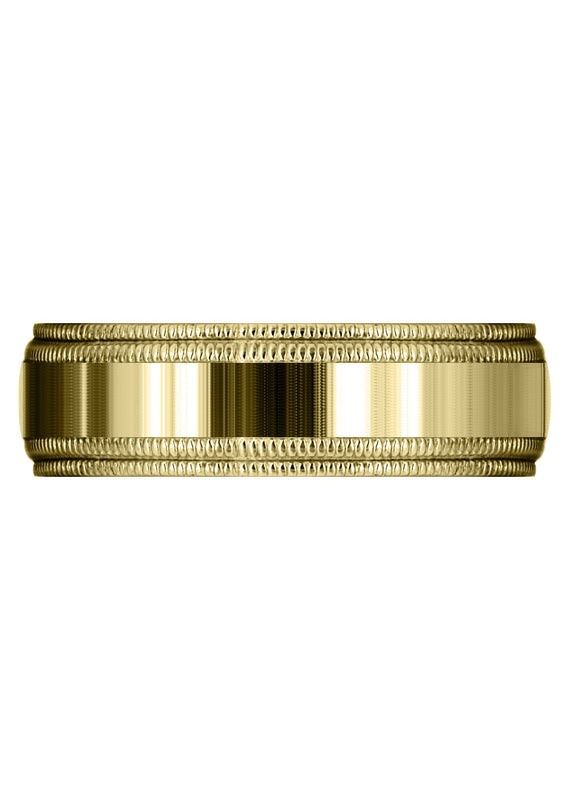 Yellow Gold Carved Simple Mens Wedding Band | High Polish Finish (Blake)
