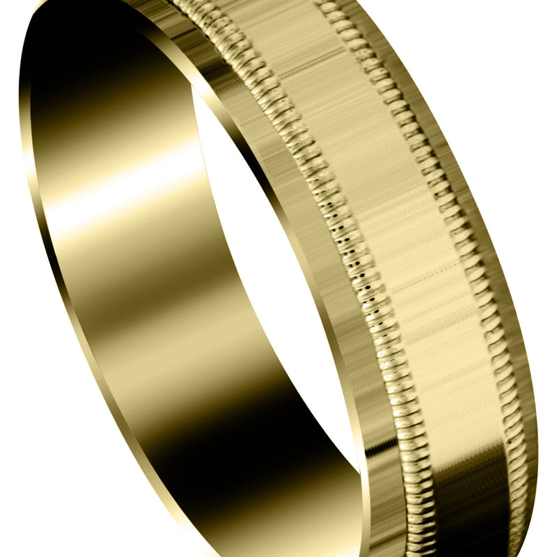 Yellow Gold Carved Simple Mens Wedding Band | High Polish Finish (Nathaniel)