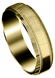 Yellow Gold Carved Simple Mens Wedding Band | High Polish Finish (Nathaniel)