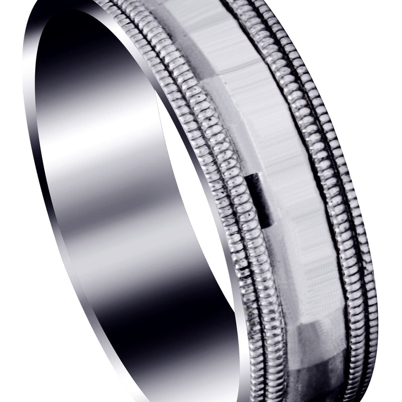 Carved Diamond Cut Mens Wedding Band | High Polish Finish (Ryder)