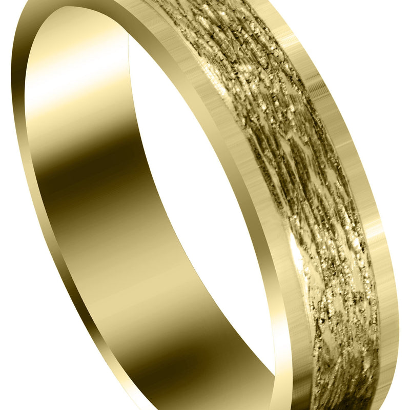 Yellow Gold Carved Diamond Cut Mens Wedding Band | Diamond Cut Finish (Theodore)