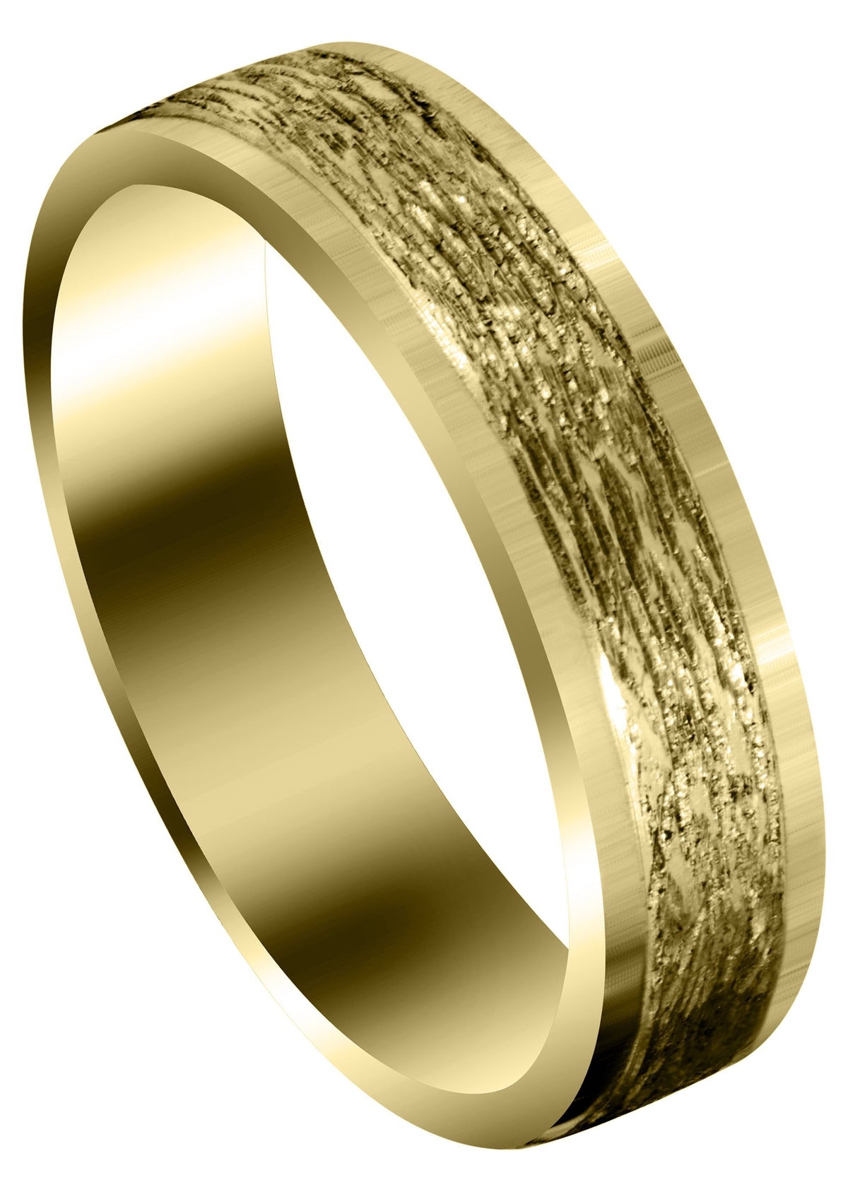 Yellow Gold Carved Diamond Cut Mens Wedding Band | Diamond Cut Finish (Theodore)