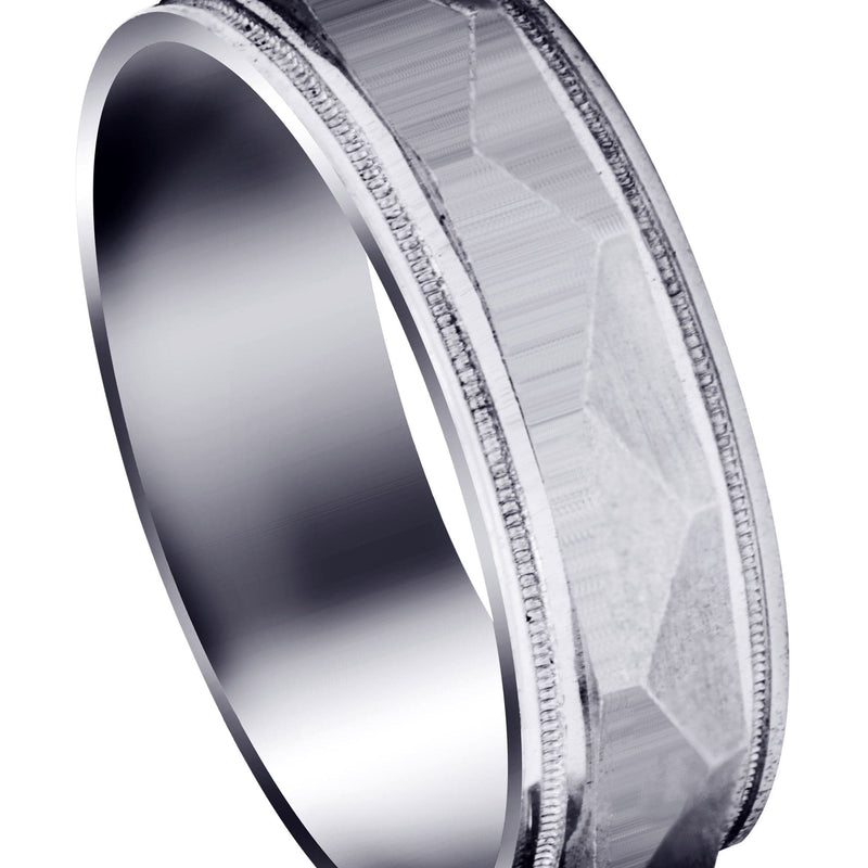 Carved Simple Mens Wedding Band | Wire Matt Finish (Elias)