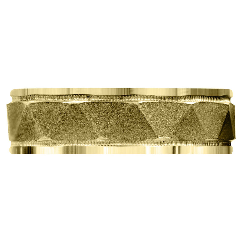 Yellow Gold Carved Simple Mens Wedding Band | Sand Blast Finish (Tristan)