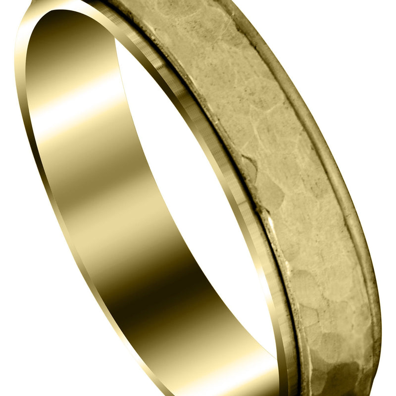 Yellow Gold Carved Diamond Cut Mens Wedding Band | Satin / High Polish Finish (Leonardo)