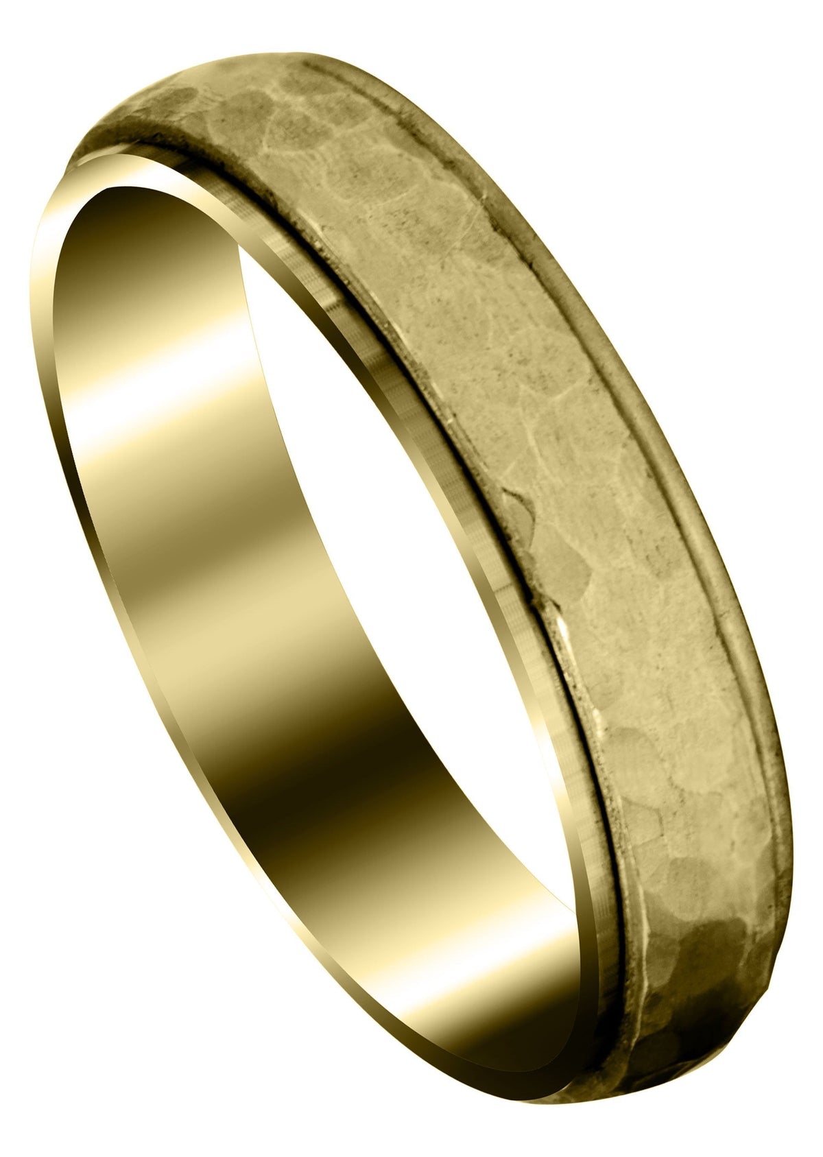 Yellow Gold Carved Diamond Cut Mens Wedding Band | Satin / High Polish Finish (Leonardo)