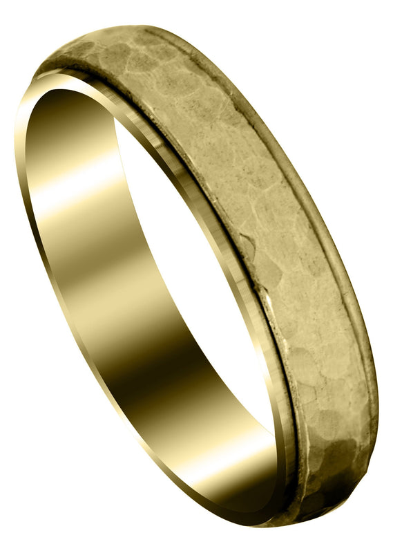 Yellow Gold Carved Diamond Cut Mens Wedding Band | Satin / High Polish Finish (Leonardo)