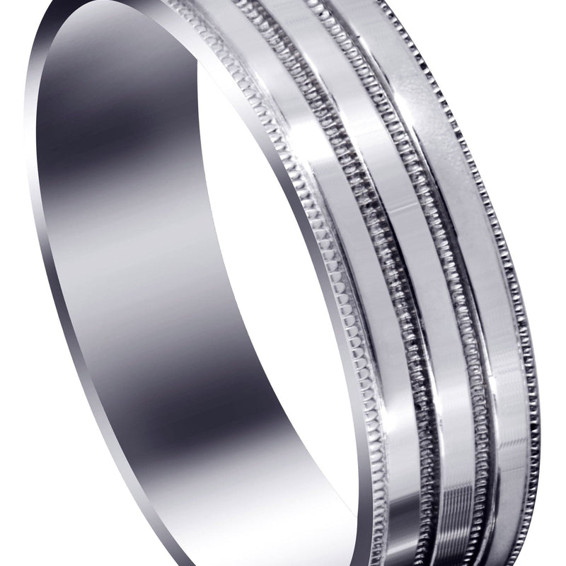 Carved Simple Mens Wedding Band | High Polish Finish (Camden)