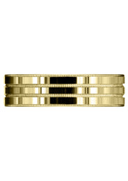Yellow Gold Carved Simple Mens Wedding Band | High Polish Finish (Camden)