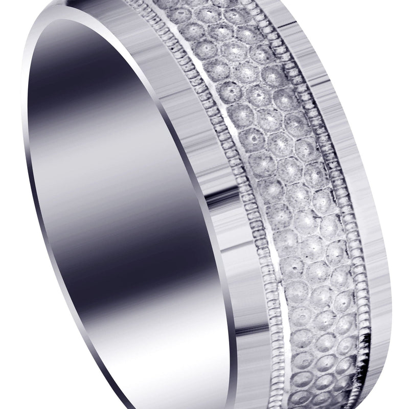 Fancy Carved Contemporary Mens Wedding Band | GB / High Polish Finish (Brody)