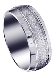 Fancy Carved Contemporary Mens Wedding Band | GB / High Polish Finish (Brody)