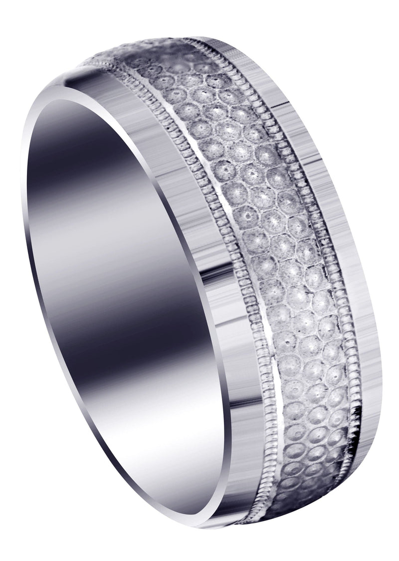 Fancy Carved Contemporary Mens Wedding Band | GB / High Polish Finish (Brody)